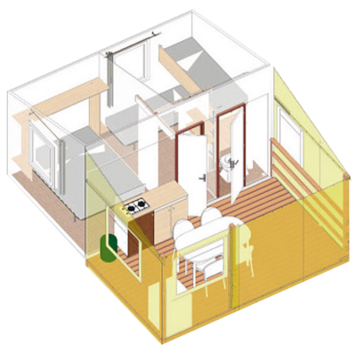 Rapid'home Standard 20 m² (2 bedrooms, 4 adults max + 1 child) with private facilities