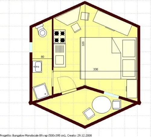 Bungalow Une-Pièce De Forme Hexagonale