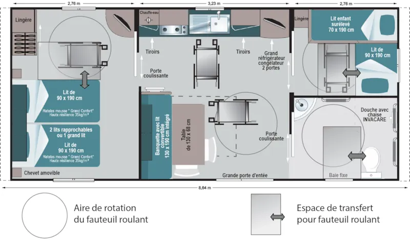 Mobil-Home Confort 25M² (2 Chambres) + Terrasse + Tv - Adapté Aux Personnes À Mobilité Réduite