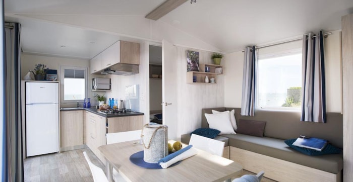 Mobil-Home Premium 30M² (2 Chambres) + Clim + Terrasse Semi-Couverte 10M² + Draps + Serviettes + Tv