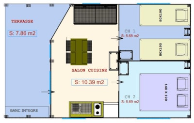 Freeflower Standard 28m² (2 bedrooms) + sheltered terrace 8m²- without toilet block without bathroom — 6