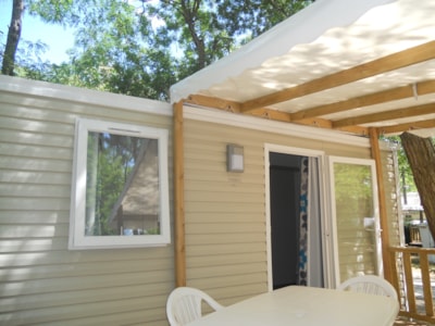 Mobil-Home Confort 18m² (1 bedroom) + covered terrace 9m² + TV — 2