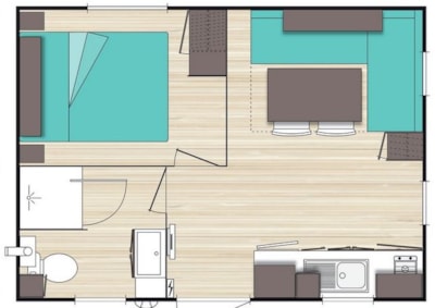 Mobil-Home Confort 18m² (1 bedroom) + covered terrace 9m² + TV — 7