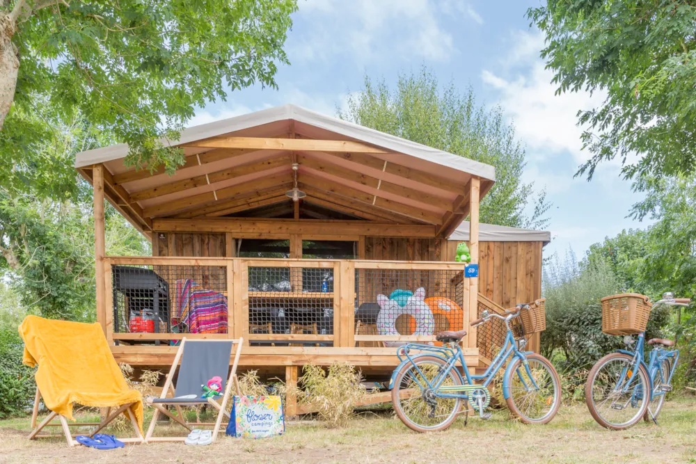 Location - Cosyflower Premium 38M² (2 Chambres) + Tv + Lave-Vaisselle + Draps + Serviettes + Terrasse Couverte - Flower Camping Cap Finistère