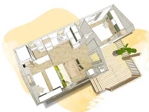 Location - Mobilhome Vedette 2 Chambres 25M² 2024 - image n°3 - Camping Ile de la Comtesse