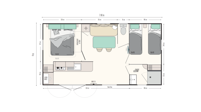 Mobile-Home 30M² Premium - 2 Chambres - Terrasse Couverte - Clim + Tv + Draps + Serviettes Inclus