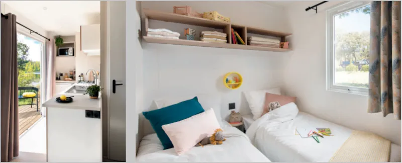 Mobile-Home Premium 32M² 3 Chambres - Terrasse Semi-Couverte - Clim + Tv + Draps + Serviettes Inclus