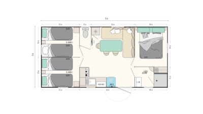 Mobile-Home Premium 32m² - 3 bedrooms - Covered terrace - CLIM + TV + sheets + towels included
