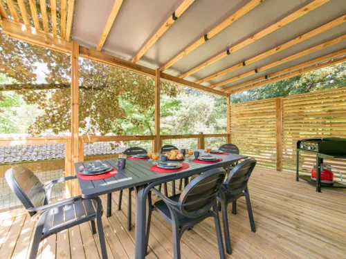 Accommodation - Mobile-Home 30M²- Premium - 2 Bedrooms - Covered Terrace - Clim + Tv + Sheets + Towels Included - image n°3 - Flower Camping Mas de Champel