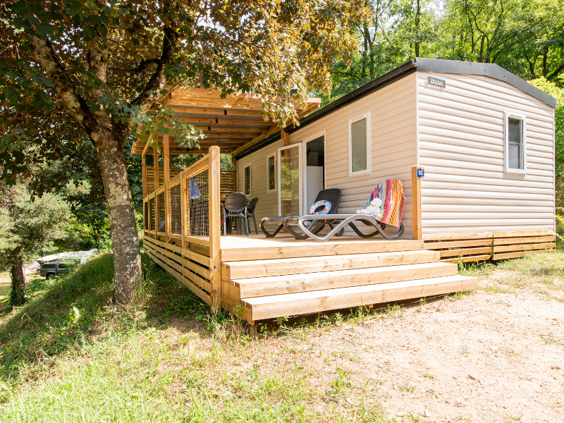 Location - Mobile-Home 30M² Premium - 2 Chambres - Terrasse Couverte - Clim + Tv + Draps + Serviettes Inclus - Camping Mas de Champel