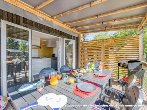 Accommodation - Homeflower Premium 29M² - 2 Bedrooms + Terrace - Tv + Ac + Sheets + Towels Included - image n°2 - Flower Camping Mas de Champel