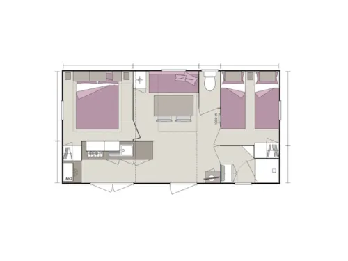 Accommodation - Homeflower Premium 29M² - 2 Bedrooms + Terrace - Tv + Ac + Sheets + Towels Included - image n°10 - Flower Camping Mas de Champel