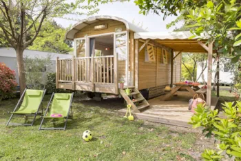 Mietunterkunft - Planwagen 2 Schlafzimmer - Camping Sandaya Sanguinet Plage