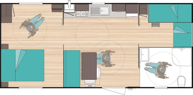 Mobil-Home - 2 Chambres - 1 Salle De Bain - Confort - Pers. À Mobilité Réduite -