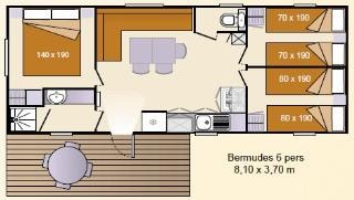 BERMUDES mobile home - 30m² - 3 bedrooms