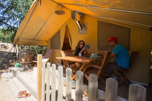 Accommodation - Tent Wine Lodge With Cozy Comfort For Evenings Around A Wood Stove - image n°2 - Camping Bel'époque du Pilat