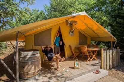 Tent Wine Lodge With Cozy Comfort For Evenings Around A Wood Stove