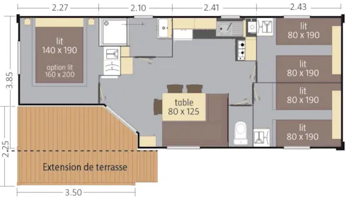 Accommodation - Mobile Home Ciela Confort Compact - 3 Bedrooms - image n°6 - Camping Le Lac Bleu