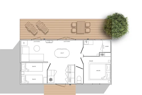 Accommodation - New - Mobil Home Ciela Privilège - 2 Bedrooms - Dishwasher, Barbecue - image n°9 - Camping Le Lac Bleu