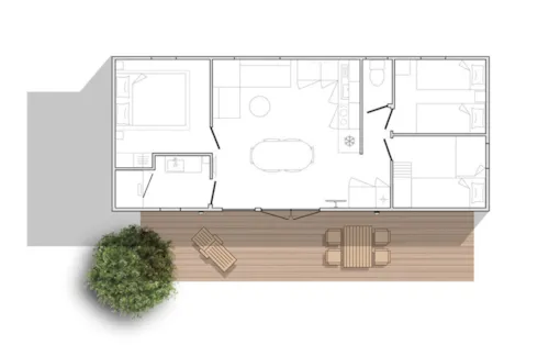 Accommodation - Mobil Home Ciela Privilège - 3 Bedrooms - Dishwasher, Barbecue - image n°9 - Camping Le Lac Bleu
