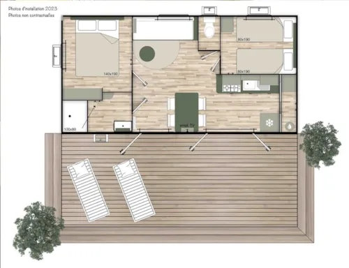 Accommodation - Mobile Home Ciela Confort - 2 Bedrooms - image n°10 - Camping Le Lac Bleu