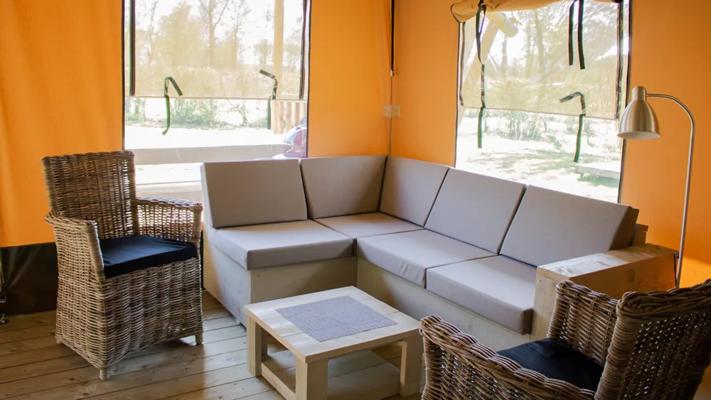 Mietunterkunft - Zelt Ciela Nature Lodge - 2 Zimmer - Ausgestattete Küche - Bad Zimmer - Camping Le Lac Bleu