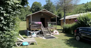 Huuraccommodatie(s) - Lodge Africa Op Stelten 39 M² - Zondag - Camping Le Moulin de Serre