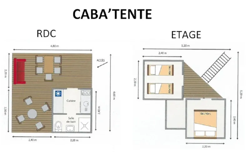 D-Caba'tente Lodge 25 M² - 2 Chambres Avec Sanitaires