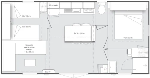 Mietunterkunft - Klimatisiertes Mobilheim „Club“ - image n°4 - Domaine des Chênes