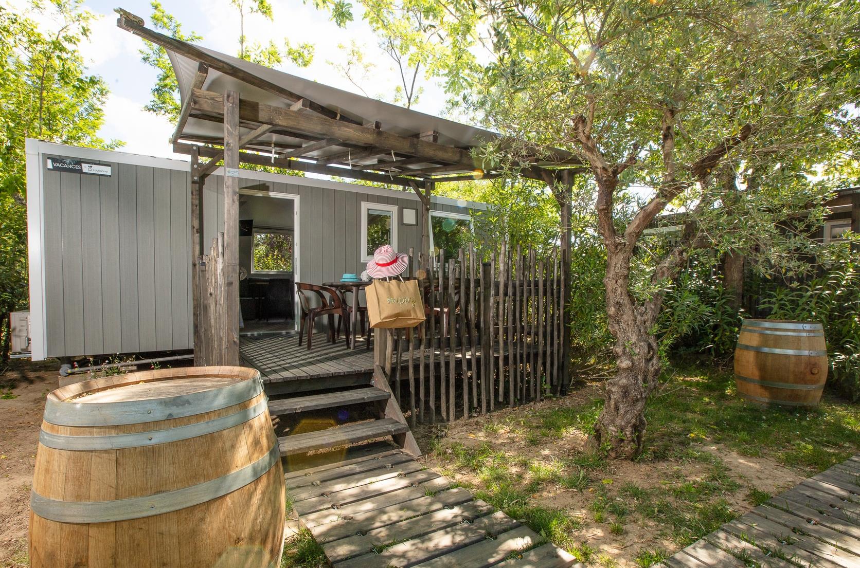 Mietunterkunft - Mobile Home Chardonnay - Überdachte Terrasse - Klimaanlage - Camping Les Coudoulets