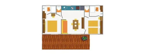Huuraccommodatie(s) - Stacaravan 'Lavandin' - 49M² - Overdekt Terras - Airconditioning - image n°4 - Camping Les Coudoulets