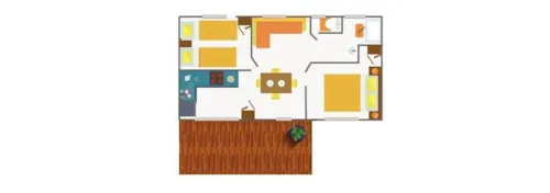 Huuraccommodatie(s) - Stacaravan Olivier - 40M² - 2 Slaapkamers - Overdekt Terras - Airconditioning - image n°2 - Camping Les Coudoulets