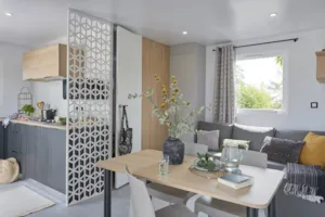 Locatif - Stacaravan Olivier - 40m² - 2 slaapkamers - overdekt terras - airconditioning - Camping Les Coudoulets