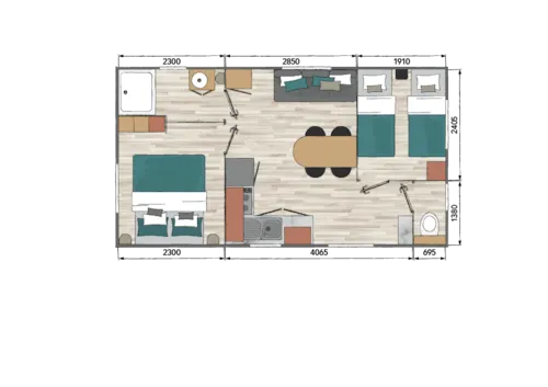 Accommodation - Mobile Home Jasmin - Covered Terrace - Air Conditioning - image n°6 - Camping Les Coudoulets