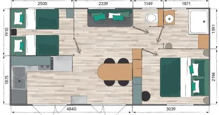 Accommodation - Mobile Home Iris -  Covered Terrace - Air Conditioning - image n°5 - Camping Les Coudoulets