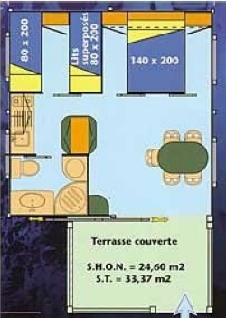 Mietunterkunft - Hütte Morea Confort 24.6M² (2 Zimmer) + Tv + Terrasse - Flower Camping Vitamin
