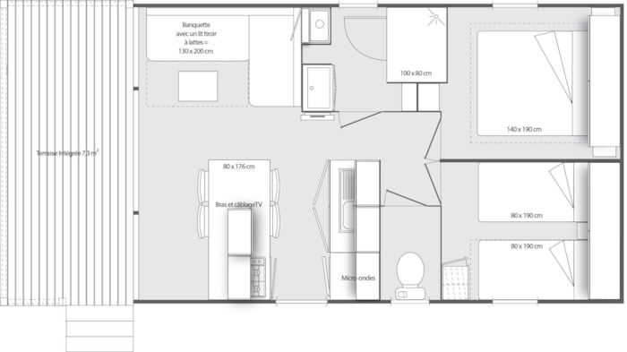 Mobil-Home Face Confort 25M² (2 Chambres) + Tv + Terrasse Intégrée - Arrivée Samedi