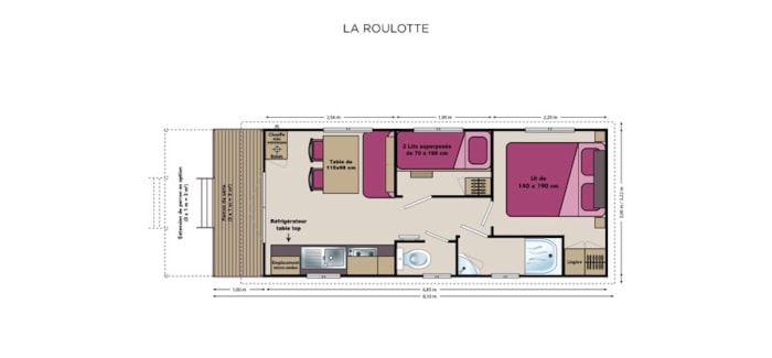 Roulotte 20M² (2 Chambres) + Tv + Terrasse