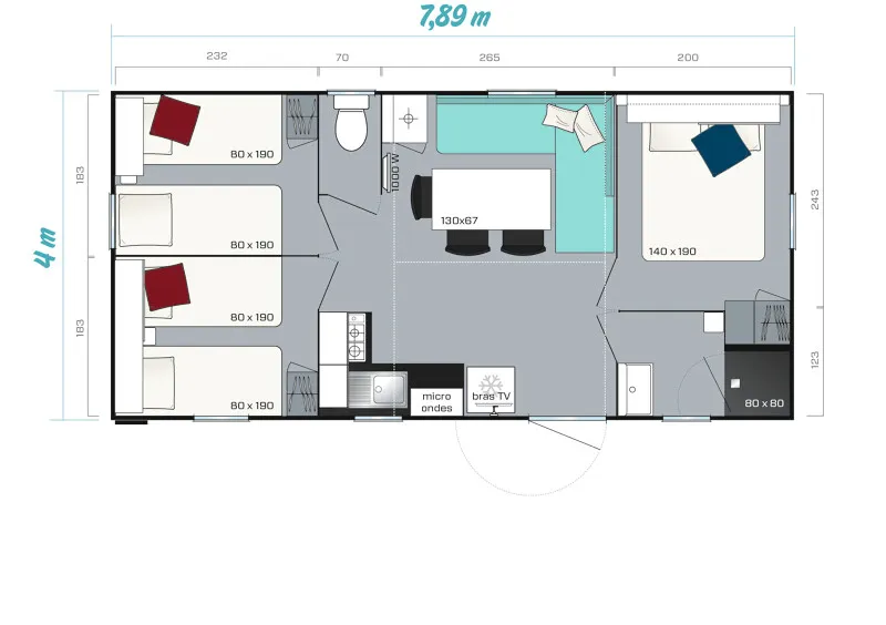 Mobil-Home Confort 30M² (3 Chambres) + Tv + Terrasse