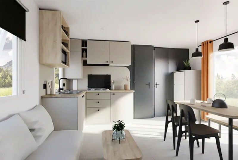 New // Mobil-Home Premium 32M² (3 Chambres) + Terrasse Couverte + Tv + Climatisation