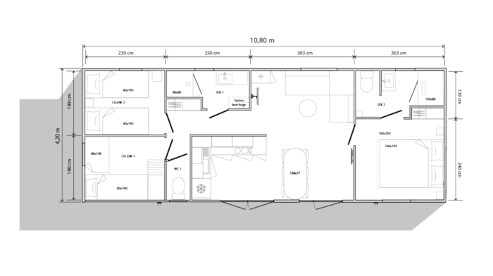 New // Mobil-Home Premium 40M² (3 Chambres) + Terrasse Couverte + Tv + Climatisation + 2Sdb