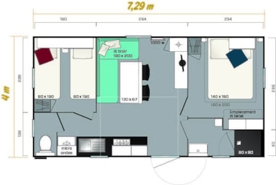 Mobilhome Confort 26m² (2 Bedrooms) + TV +  Terrace + Barbecue — 8