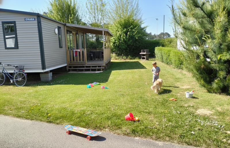 NEW // Mobilheim Premium 40m² (3 Schlafzimmer) + Überdachte Terrasse + TV + Clim+ 2SDB + BBQ