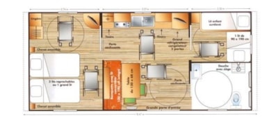 Mobil-home HELIOS adapted to the people with reduced mobility 2 bedrooms + Tv + opened terrace + wifi for 1 device