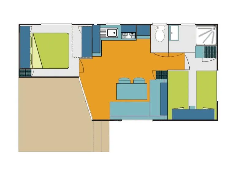 Mobil-Home Equilibre 2 Chambres + Espace Lit Bébé + Tv + Terrasse Couverte + 1 Connexion Wifi