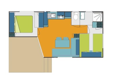 Mobil-home EQUILIBRE 2 bedrooms + sheltered terrace + TV + wifi