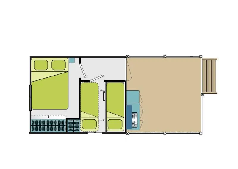 Mobil-Home Nature -2 Chambres Sans Sanitaires, 1 Connexion Wifi