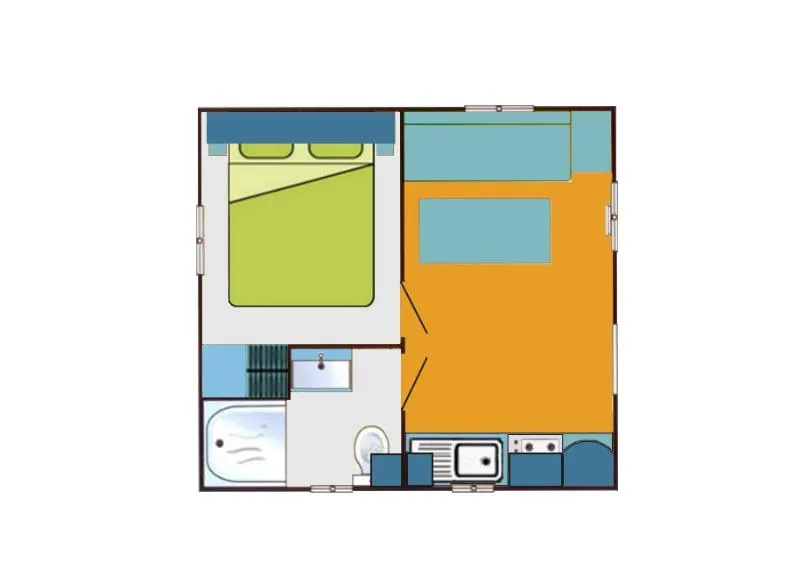 Mobil-Home Equilibre 1 Chambre + Tv + Terrasse Couverte + 1Connexion Wifi