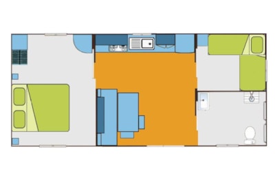 Mobil-home HELIOS adapted to the people with reduced mobility 2 bedrooms + Tv + opened terrace + wifi for 1 device