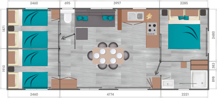 Mobilhome Premium 3 Chambres Avec Lave-Vaisselle